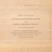 Invitations En Acrylique Lucilla Elegant Mariage moderne (Recto)