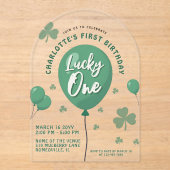 Invitations En Acrylique Lucky One 1st Birthday St Patricks Day Balloon (Recto)