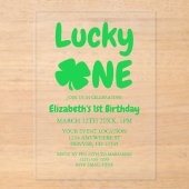 Invitations En Acrylique Lucky One St Patrick's Day 1st Birthday (Recto)