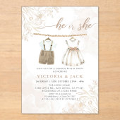Invitations En Acrylique Lui ou elle Fleur sauvage Vêtements de bébé Révéla (Recto)