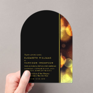 Invitations En Acrylique Lumières Bokeh de Crépuscule Mariage