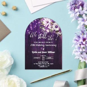 Invitations En Acrylique Lumières de Chaîne de 25e Anniversaire de Mariage