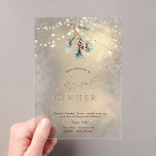 Invitations En Acrylique Lumières de ficelle de cône de pin Dîner de répéti