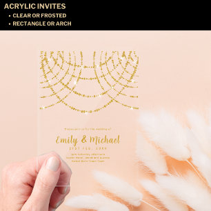 Invitations En Acrylique Lumières dorées claires acryliques de luxe élégant
