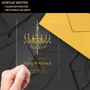 Invitations En Acrylique Lumières dorées claires acryliques de luxe élégant
