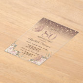 Invitations En Acrylique Lumières, Fleurs Parties scintillant Papillons 80e (Poser)