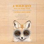 Invitations En Acrylique Lunettes de soleil Wild One Daisy Fox Baby shower (Recto)