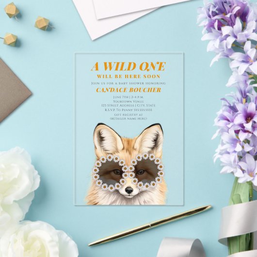 Invitations En Acrylique Lunettes de soleil Wild One Daisy Fox Baby shower (Insitu (Mariage))