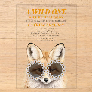 Invitations En Acrylique Lunettes de soleil Wild One Daisy Renard Baby Show