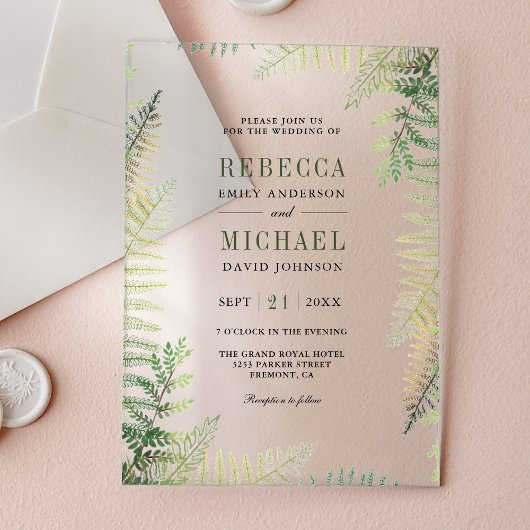 Invitations En Acrylique Lush Green Ferns Wedding