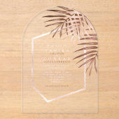Invitations En Acrylique Lush Palm Leaf Mariage Terra Cotta ID956 (Recto)