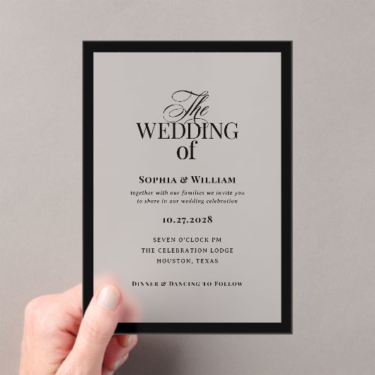Invitations En Acrylique Luxe classique | Élégant Mariage de cadre noir (In situ (ordinateur de poche))
