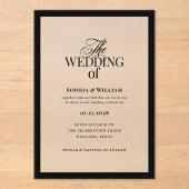 Invitations En Acrylique Luxe classique | Élégant Mariage de cadre noir (Recto)