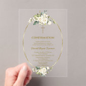 Invitations En Acrylique Luxe Fleurs blanches Gold Boy Confirmation (In situ (ordinateur de poche))