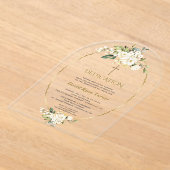 Invitations En Acrylique Luxe Fleurs blanches Gold Boy Dedication (Poser)