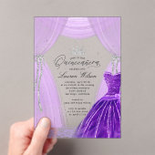 Invitations En Acrylique Luxueuse princesse violette Sparkle Quinceanera (In situ (ordinateur de poche))