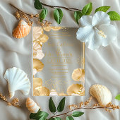 Invitations En Acrylique Luxueux Mariage acrylique Pearl et Gold Seashell