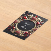 Invitations En Acrylique Luxurious Wedding Gold Frame With Red Hearts (Poser)
