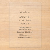 Invitations En Acrylique Luxury Acrylic Annual Holiday Party  (Recto)