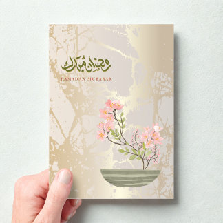 Invitations En Acrylique Luxury Acrylic Ramadan Mubarak Card | Gold & Flora