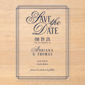 Invitations En Acrylique Luxury Blue Wedding Save The Date (Recto)