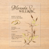 Invitations En Acrylique Luxury Botanical Gold Wedding (Recto)