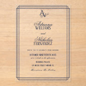 Invitations En Acrylique Luxury Monogram Blue Wedding (Recto)