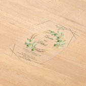 Invitations En Acrylique Luxury Olive Branch Geometric Gold Wedding (Poser)