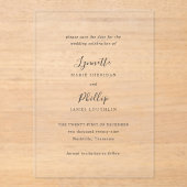 Invitations En Acrylique Lynnette Traditionnelle Mariage élégant Enregistre (Recto)