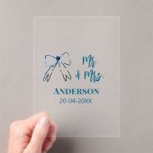 Invitations En Acrylique M. & Mme ajouter nom date mariage faveur arc bleu (In situ (ordinateur de poche))
