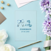 Invitations En Acrylique M. & Mme ajouter nom date mariage faveur arc bleu (Insitu (Mariage))