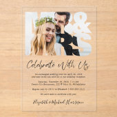 Invitations En Acrylique M. Mme Réception de mariage photo (Recto)