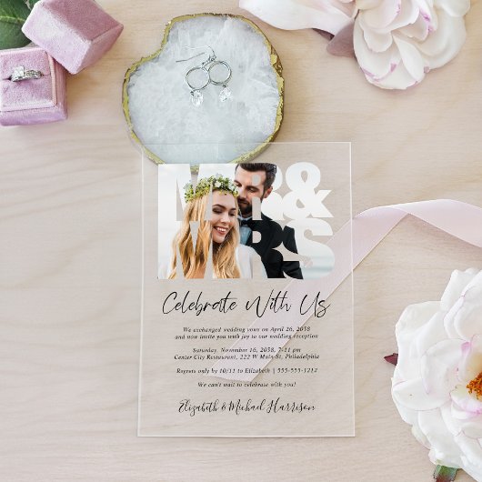 Invitations En Acrylique M. Mme Réception de mariage photo