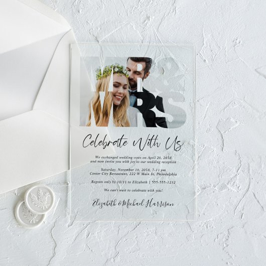 Invitations En Acrylique M. Mme Réception de mariage photo