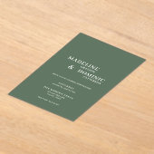 Invitations En Acrylique Madeline Forest Green Simple Mariage moderne (Poser)