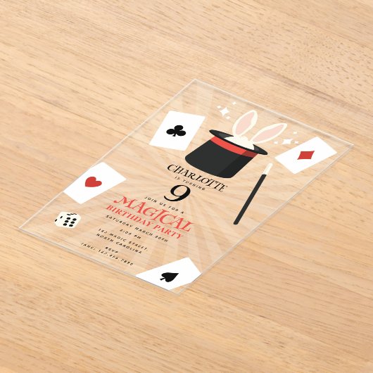 Invitations En Acrylique Magic Show Magicien Anniversaire de enfant Party (Poser)