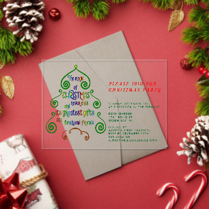 Invitations En Acrylique Magie de la typographie de Noël en forme d'arbre