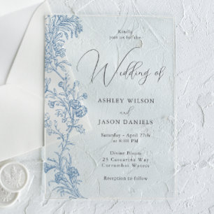 Invitations En Acrylique Magnifique Élégant Mariage Floral Vintage