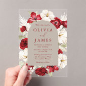 Invitations En Acrylique Magnifique Mariage de cadre romantique Ruby Rouge (In situ (ordinateur de poche))