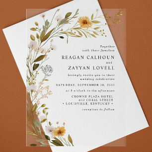 Invitations En Acrylique Magnifique mariage floral rustique avec des fleurs