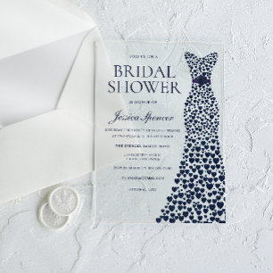 Invitations En Acrylique Magnifique robe marine élégante douche de mariée