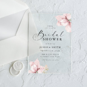 Invitations En Acrylique Magnifiques Pétales de Fleur Rose Élégante Fête de