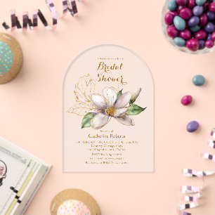 Invitations En Acrylique Magnolia aquarelle violet Fête de mariage