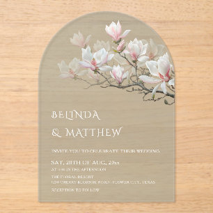 Invitations En Acrylique Magnolia de beaux-arts Vert sauge Transparent Mari