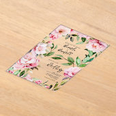 Invitations En Acrylique Magnolia Peony Mariage d'aquarelle rose (Poser)