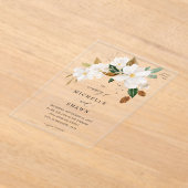 Invitations En Acrylique Magnolia White Floral Mariage (Poser)