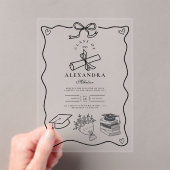 Invitations En Acrylique Main dessinée Illustrée noir & blanc Grad (In situ (ordinateur de poche))