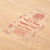 Invitations En Acrylique Main Drag is love & Pizza Engagement Party (Poser)