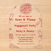 Invitations En Acrylique Main Drag is love & Pizza Engagement Party (Recto)