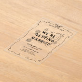 Invitations En Acrylique Main romantique dessinée Whimsical Black Blanc Mar (Poser)